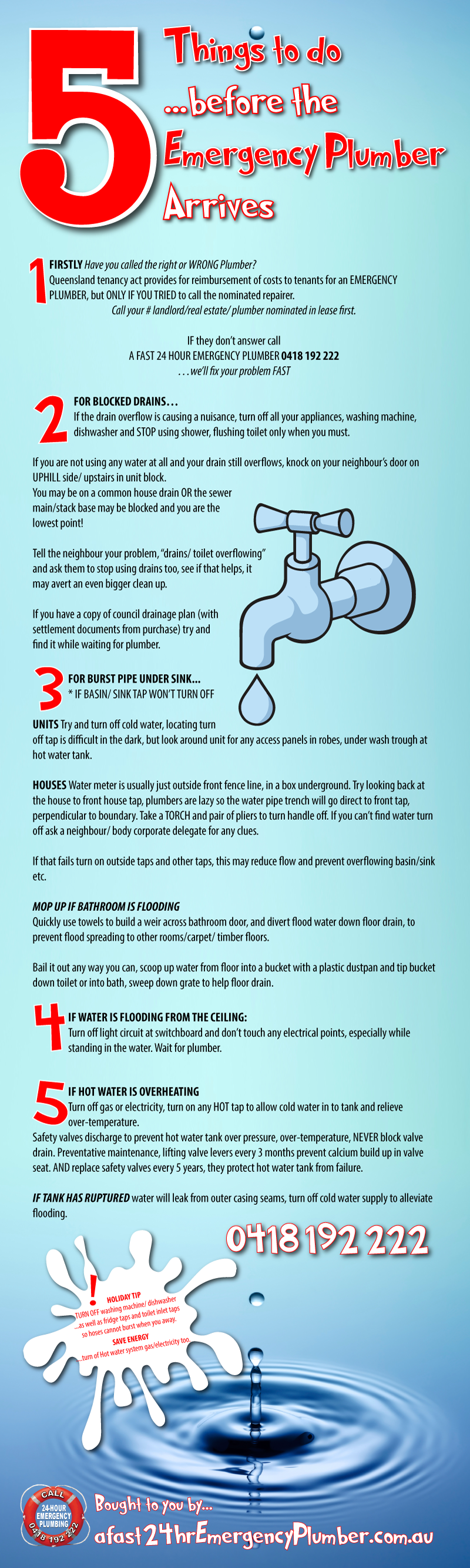 5 Things to do Before the Emergency Plumber Arrives